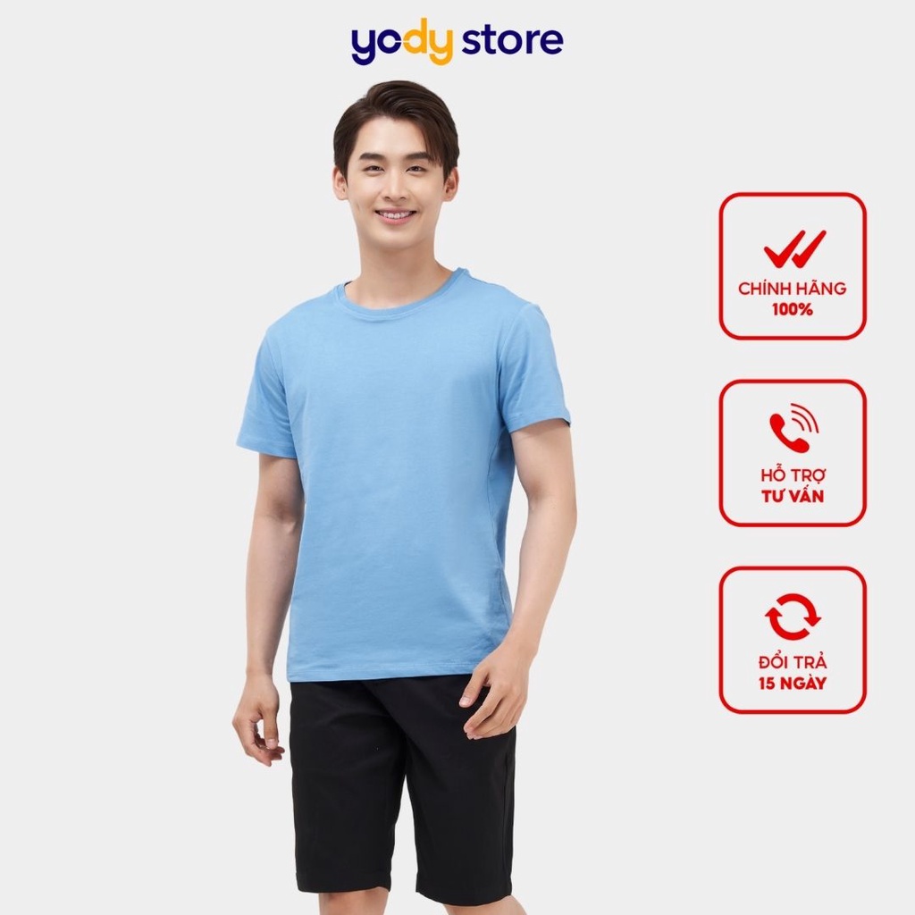 Áo thun nam YODY Premium trơn màu, cổ tròn vải cottton siêu mát có bigsize TSM5289