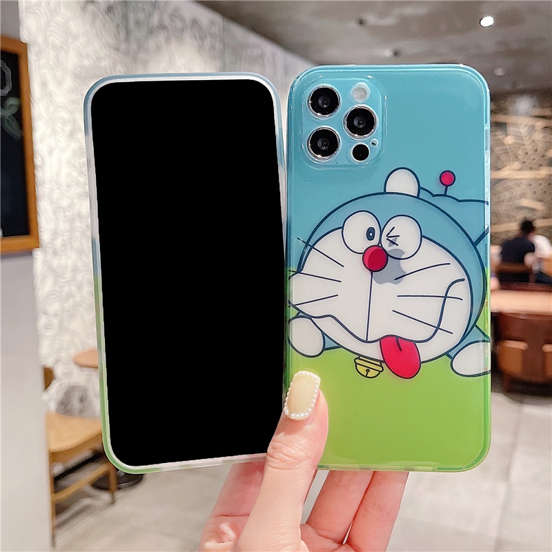 iPhone 11 12 Pro Max 6 6S Plus 7 8 Plus X Xs Max SE 2020 Casing All-inclusive translucent side pattern Doraemon Doraemon TPU Cover Case