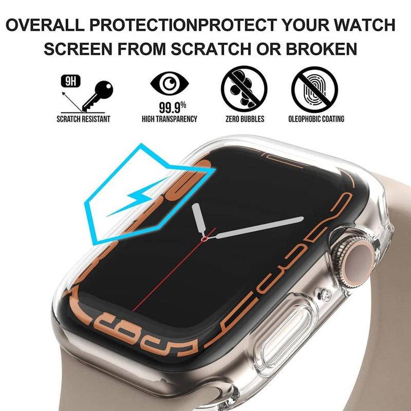 Ốp Bảo Vệ Mặt Đồng Hồ Thông Minh Apple Watch Series 7 6 5 4 3 2 1 SE + Miếng Dán Bảo Vệ Màn Hình iWatch 38 40 41 42 44 45 MM