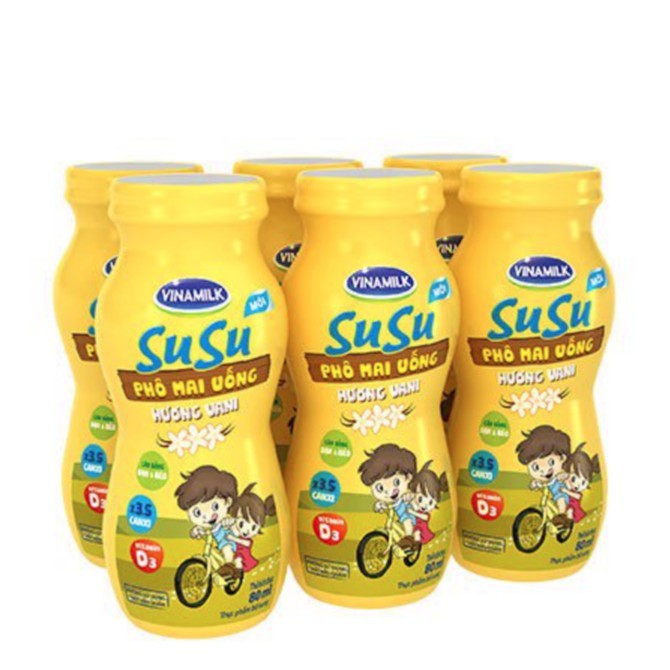 Lốc 6 Chai 80ml Sữa Chua Uống Susu IQ Hương Cam - Dâu - Phô Mai