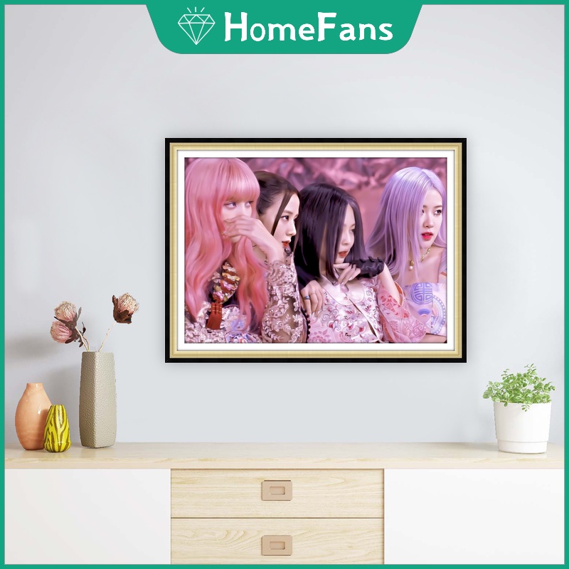 Bộ Tranh Đính Đá 5D Tự Làm Hình Nhóm Nhạc Blackpink 30x40cm/40x50cm Trang Trí Nhà Cửa