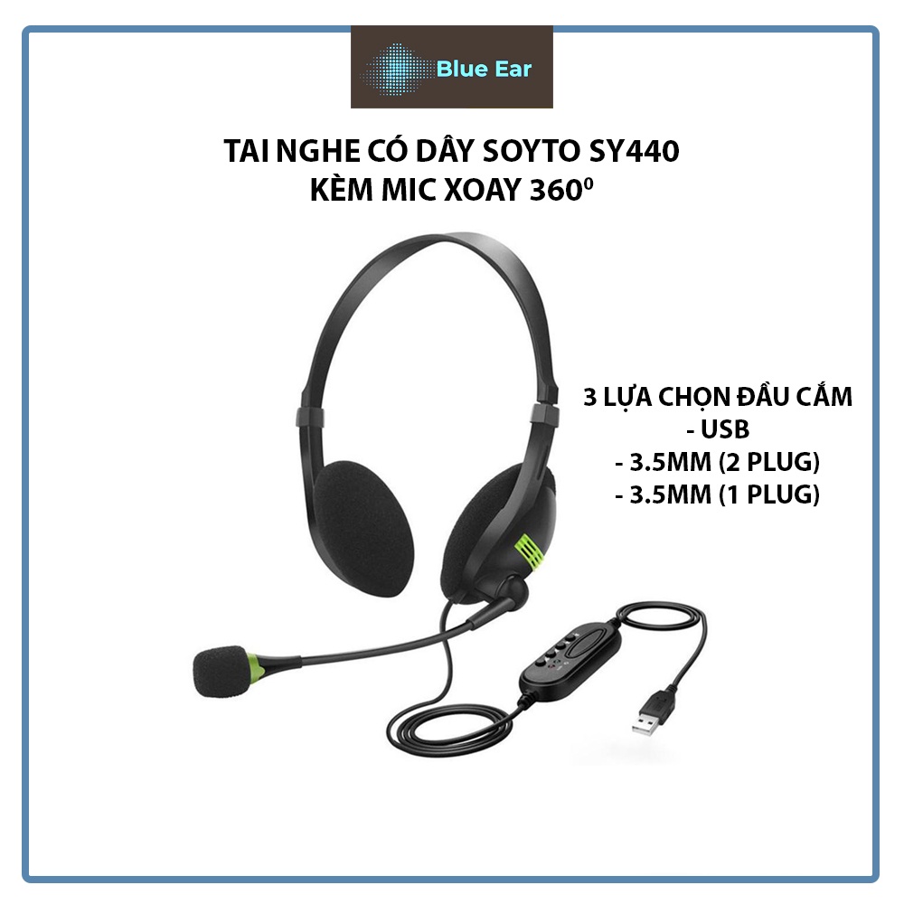 Tai Nghe Soyto SY440 Tích Hợp Micro, Phù Hợp Học Online, Telesale, CSKH, Salephone