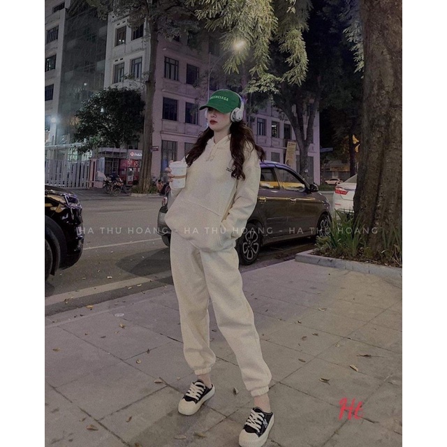 Bộ nỉ nữ cotton hai dòng HT12