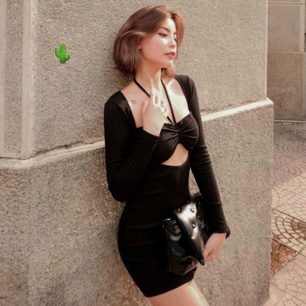 [QUÀ TẶNG 1 VIÊN KẸO BẠC HÀ] Đầm body sexy 2 dây hở ngực có mút GenY, Váy ôm body nữ màu đen cực xinh | WebRaoVat - webraovat.net.vn