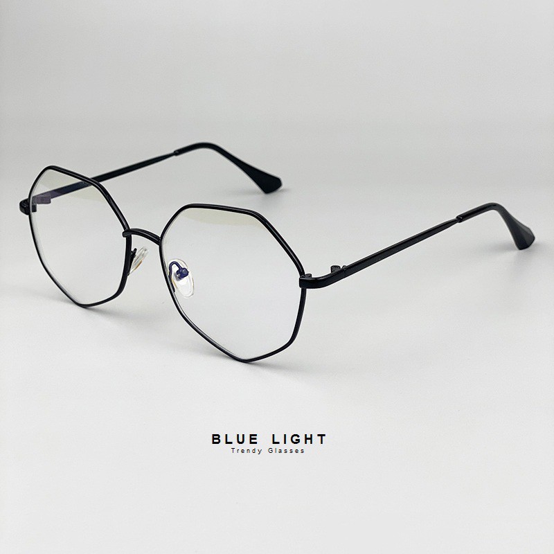 Kính Giả Cận, Gọng Kính Cận Nam Nữ Mắt Đa Giác To Cá Tính Không Độ Hàn Quốc - BLUE LIGHT