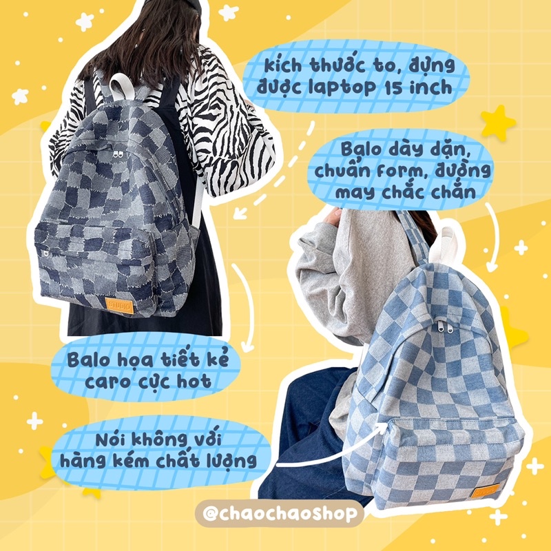 🎒BALO HOẠ TIẾT BÒ DENIM HOT TREND🔥