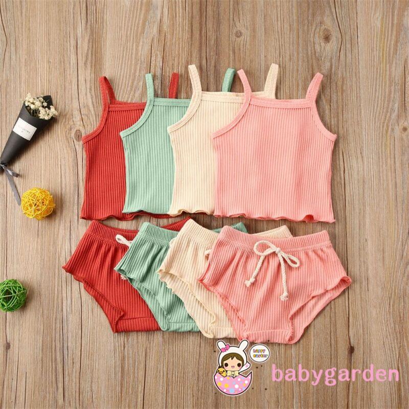 Set áo 2 dây + quần short kẻ sọc dành cho bé gái