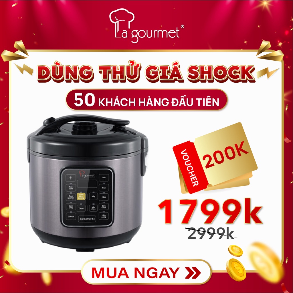 [Mã BMLT300 giảm 300K đơn 499K] Nồi cơm điện tách đường đa năng La gourmet 5L (bảo hành 1 năm) - 363992