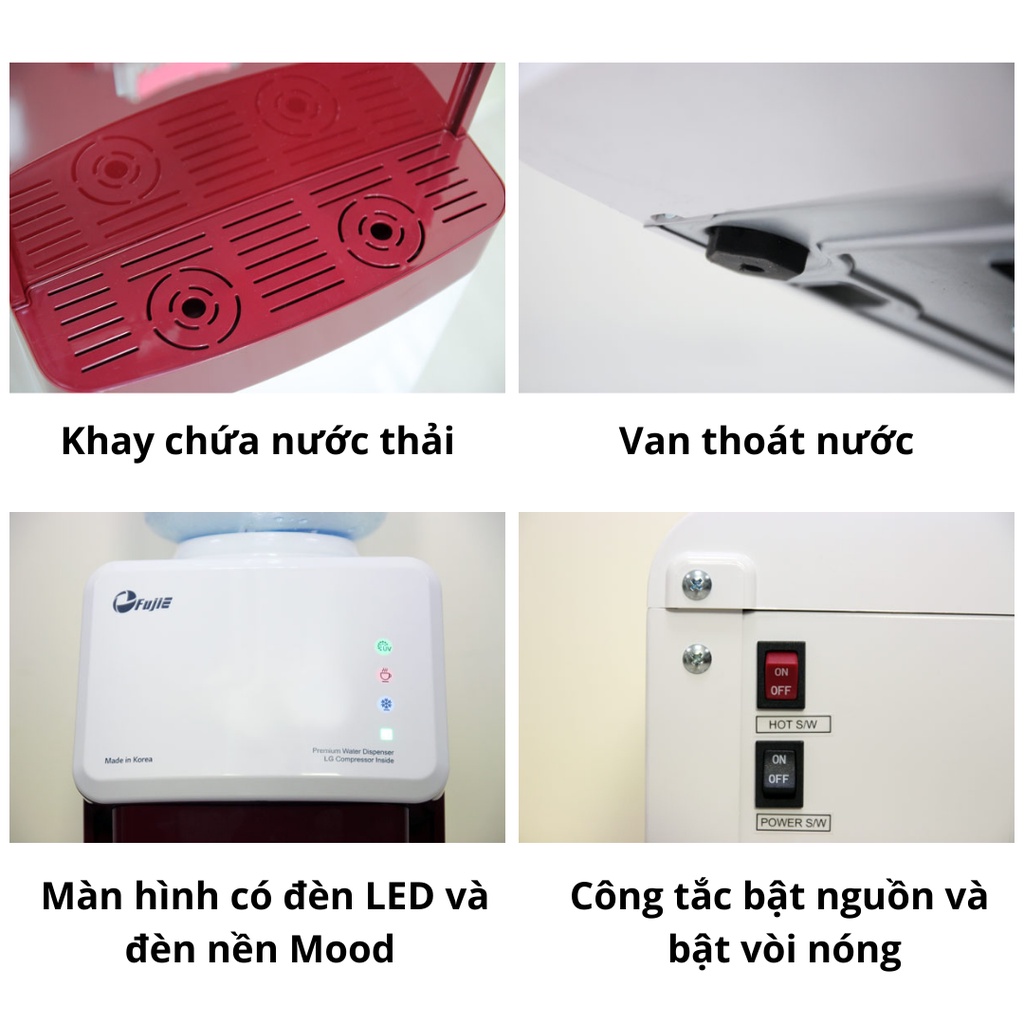 Cây Nước Nóng Lạnh Cao Cấp Nhập Khẩu Hàn Quốc, diệt vi khuẩn trong nước, bầu đun và ống dẫn nước bằng Inox 304 an toàn