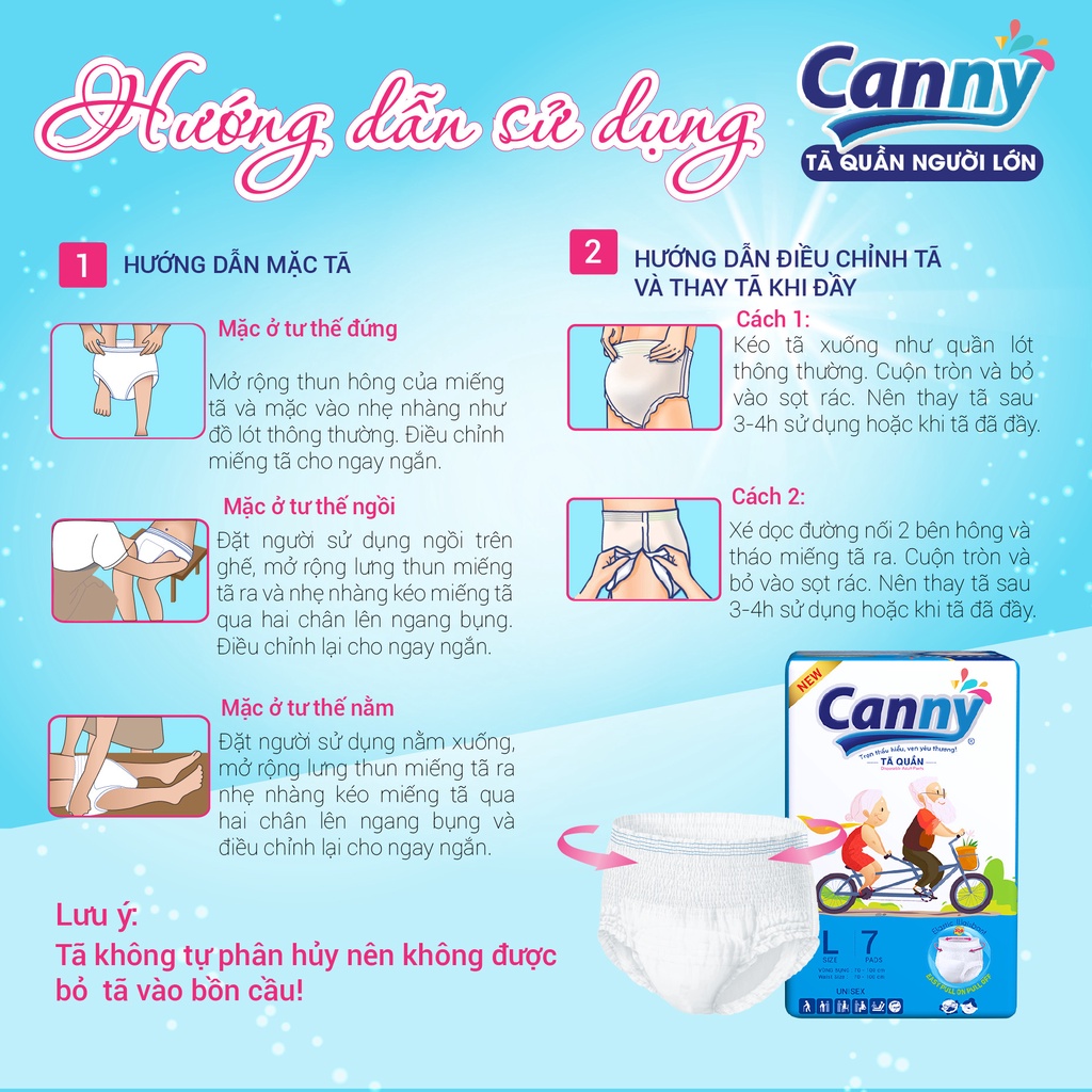 Bộ 6 gói Tã quần người lớn siêu thấm CANNY Size L7 miếng/gói