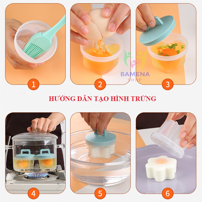 Khuôn hấp trứng, đậu hũ non kèm chổi phết dầu chịu nhiệt cho bé