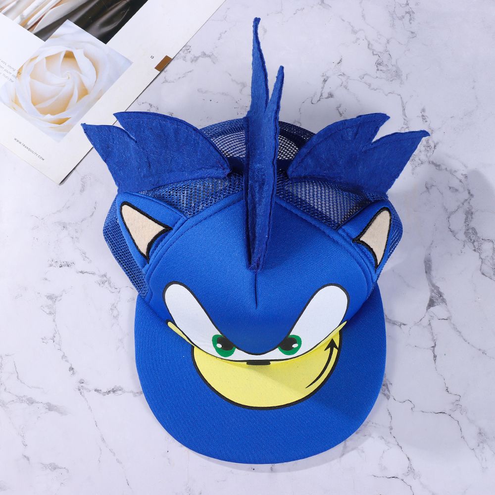 Mũ lưỡi trai nhân vật hoạt hình nhím Sonic phối lưới màu trơn độc đáo bắt mắt cho bé