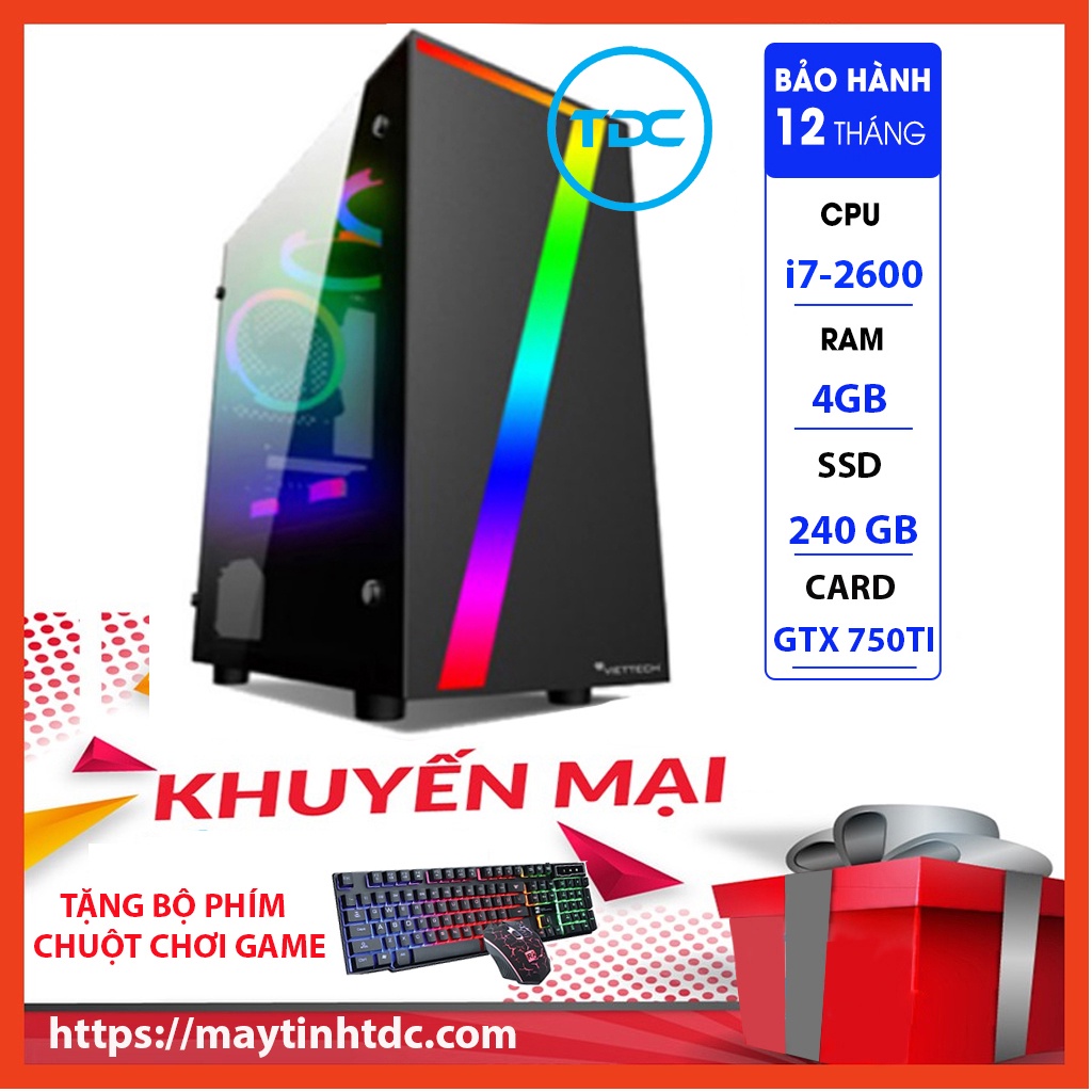 MAX PC GAMING X7 CPU Core i7-2600 Ram 4GB SSD 240GB GTX 750TI Chơi PUBG,LOL,CF,Fifa4,Đế chế Tặng Bộ Phím Chuột Game