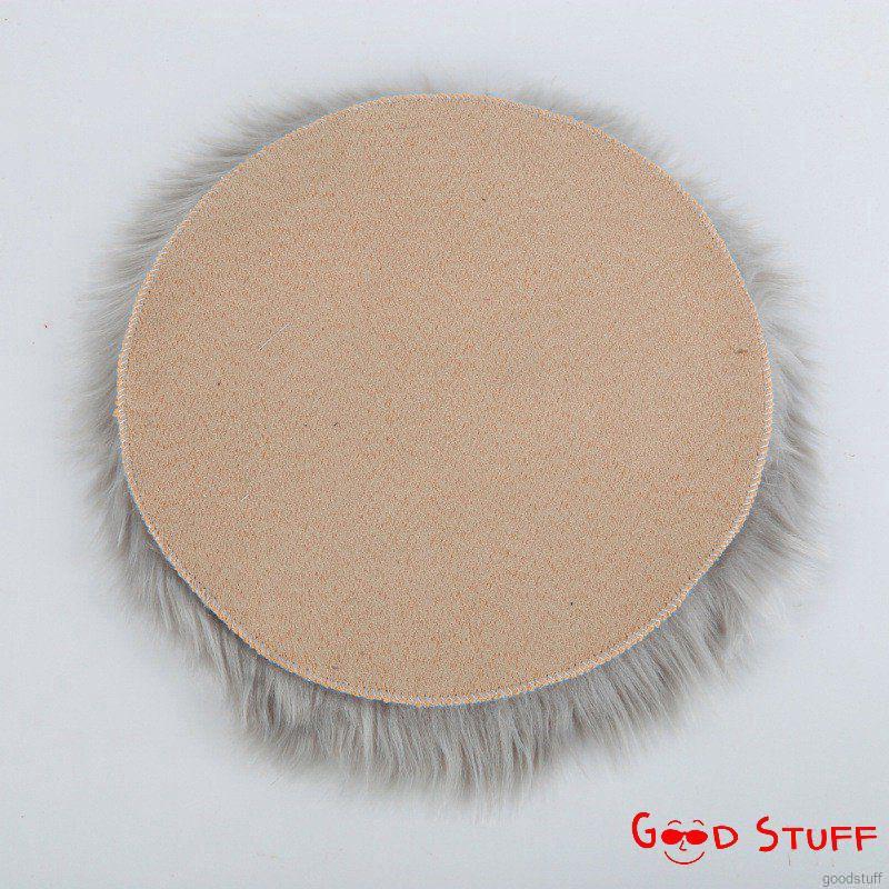 Thảm tròn màu trơn chất liệu lông nhân tạo lót ghế ngồi