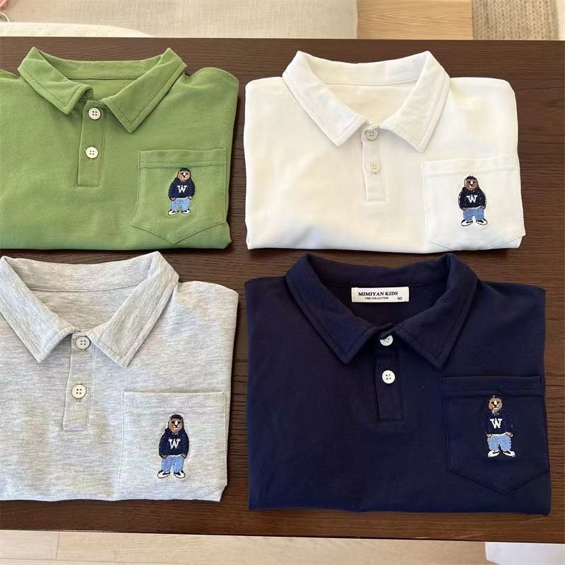 Áo polo Tay Ngắn Chất Liệu Cotton Thời Trang Mùa Hè 2023 Cho Bé