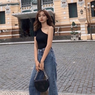 Áo thun lệch vai tay ngắn chất liệu thun borip - Ảnh sàn