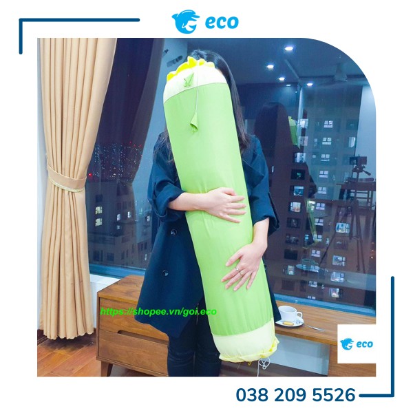 Gối ôm người lớn Eco chất liệu Satin phối màu trơn loại đẹp dài 95cm