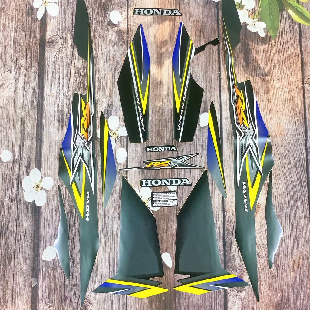 Bộ tem  xe Wave RSX 100  -decal dán dườn xe RSX 100 siêu nhân màu  Đen -tem 3 lớp