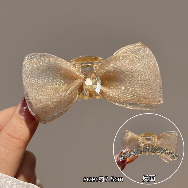 Kẹp Tóc Nơ Lưới Hai Mặt Phiên Bản Hàn Quốc Cho Nữ Đuôi Ngựa Độ Cao Trở Lại