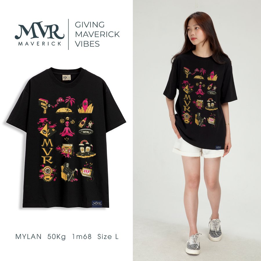 Áo thun nam nữ biểu tượng người ngoài hành tinh MVR size rộng tee Mỹ BB4092