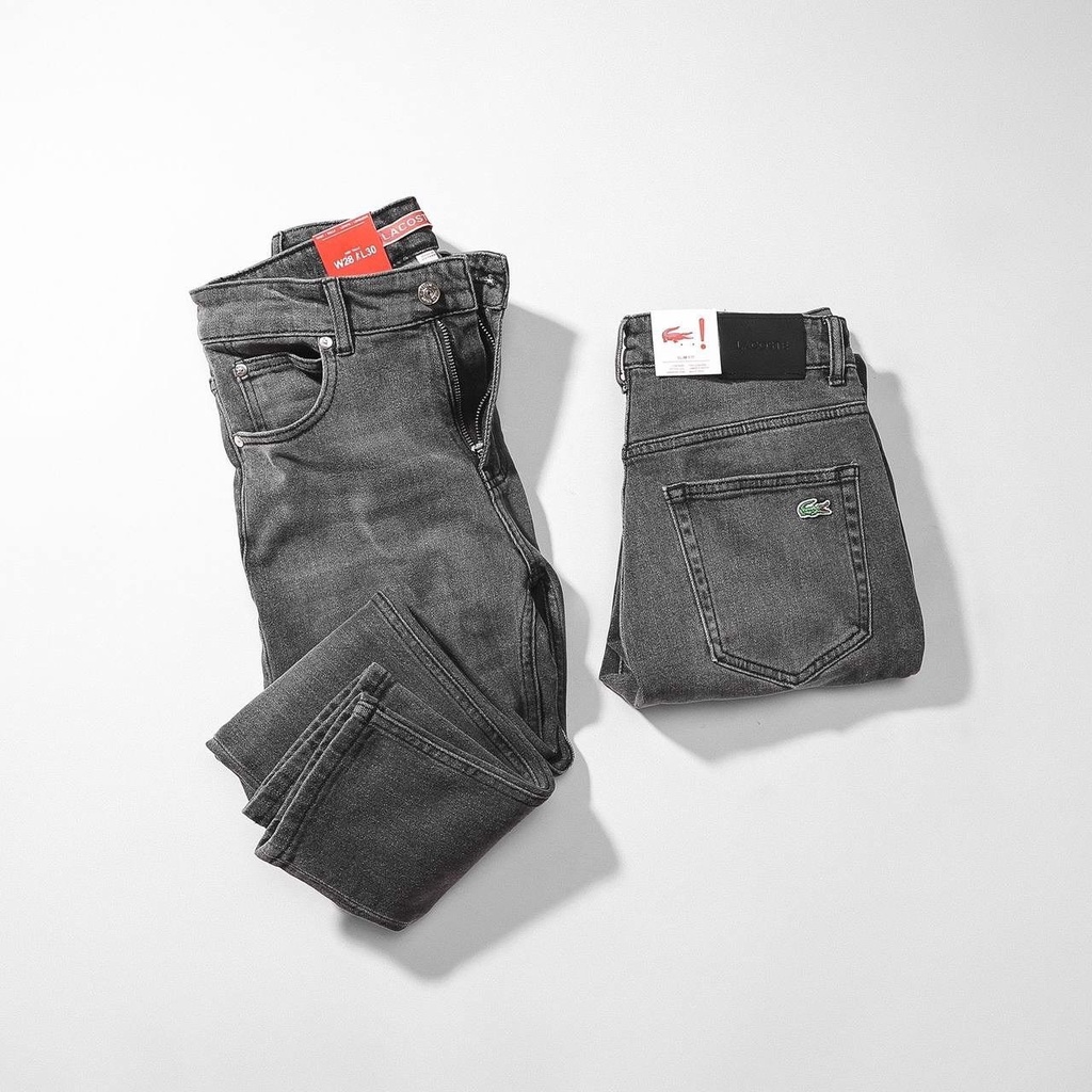 Quần Jean Nam LACOSTE LIVE Màu Muối Tiêu Xám Form SlimFit Mềm Mịn Co Giãn Hàng Xuất Xịn Có Big Size