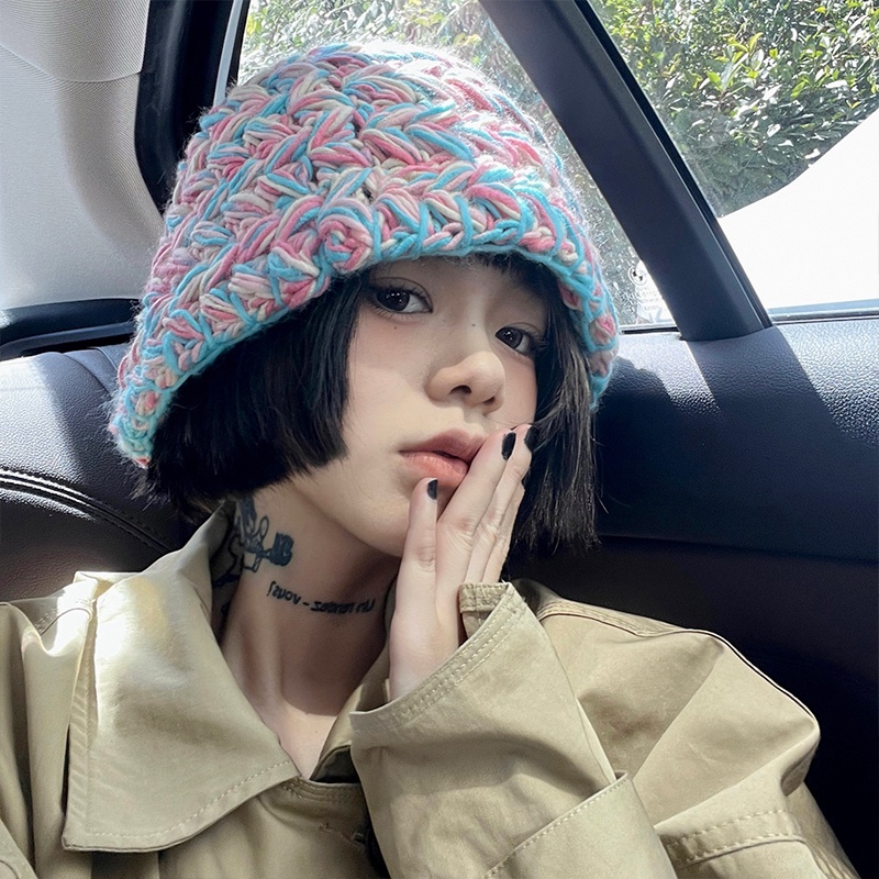 Mũ đan dệt MG STUDIO thiết kế phối nhiều màu thời trang