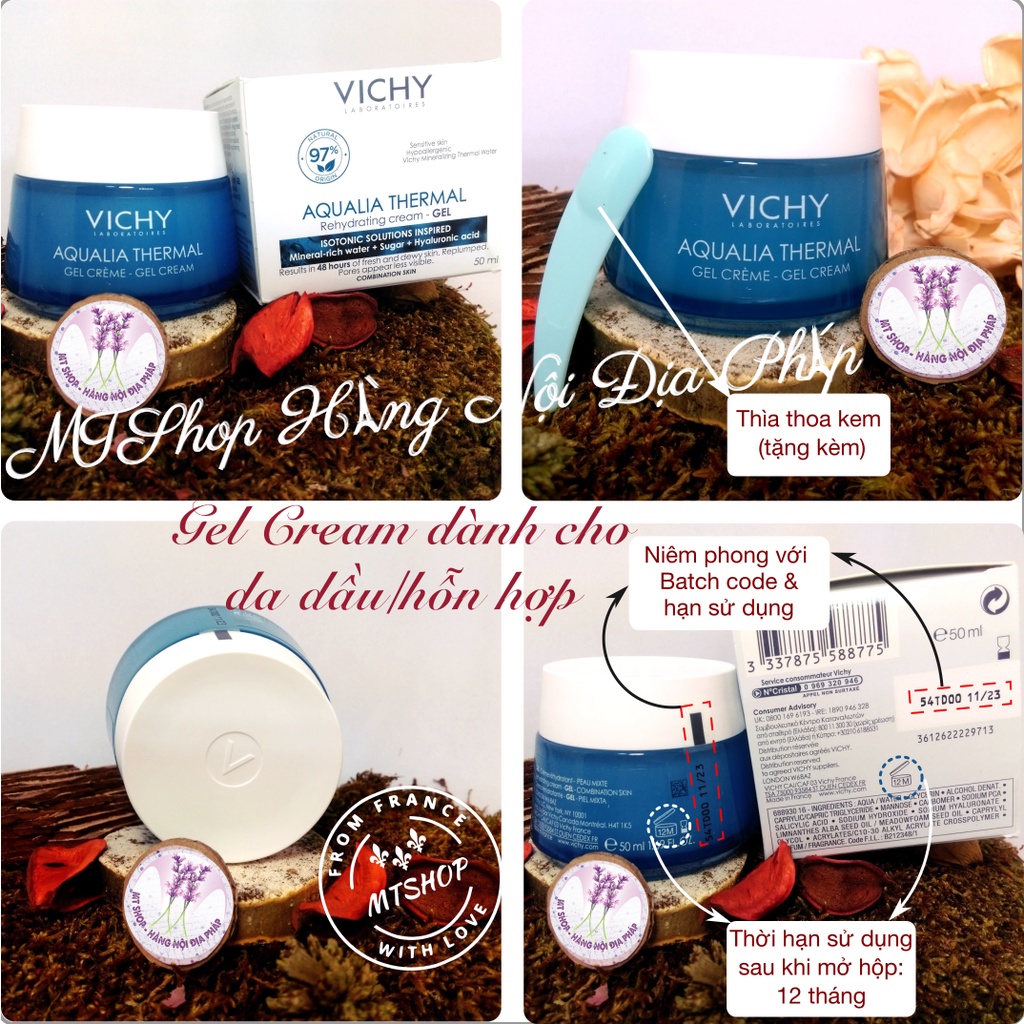 VICHY Kem / Gel Dưỡng Ẩm Ngày Aqualia Thermal: Khóa Ẩm, Phục Hồi Sâu, Giữ Da Mềm Mịn & Ẩm Mượt Suốt 48h [Nội địa Pháp]