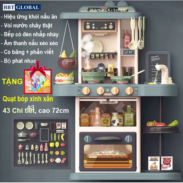 [TẶNG KÈM BÓNG HƠI+PIN]Đồ chơi nấu ăn nhà bếp, đồ chơi rửa bát, BBT Global cỡ lớn cao cấp nhiều chức năng