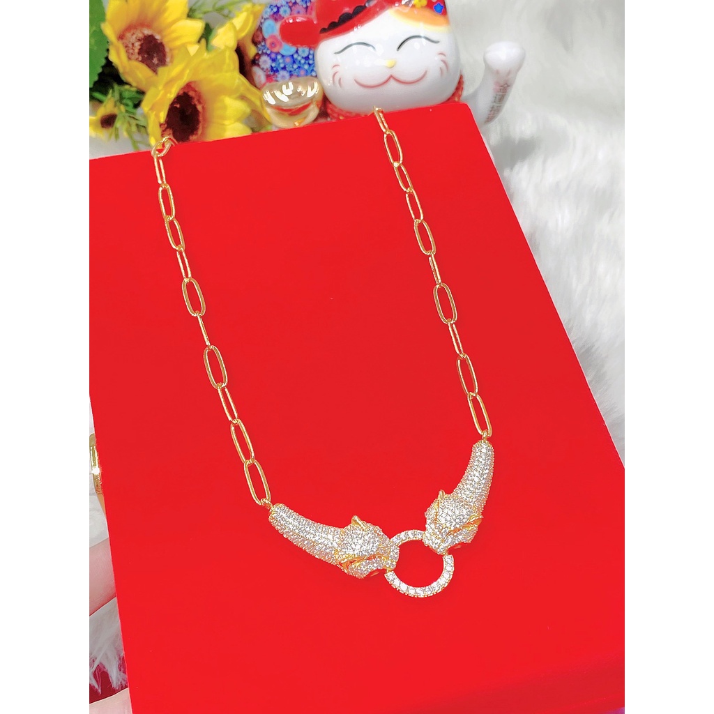 UHA - Dây chuyền nan nữ mạ vàng 18K cho độ sáng lấp lánh cao , bền màu DC87