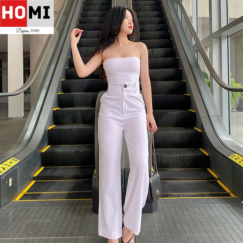 QUẦN ỐNG SUÔNG-, màu trắng và Đen, HOMI Fashion