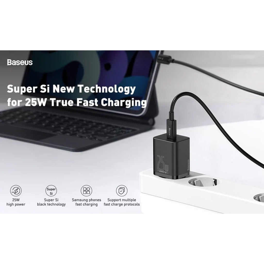 Sạc Baseus Super SI 25W 1 cổng kèm cáp Type-C to Type-C 1M Chính Hãng - Hoàng Hà Mobile