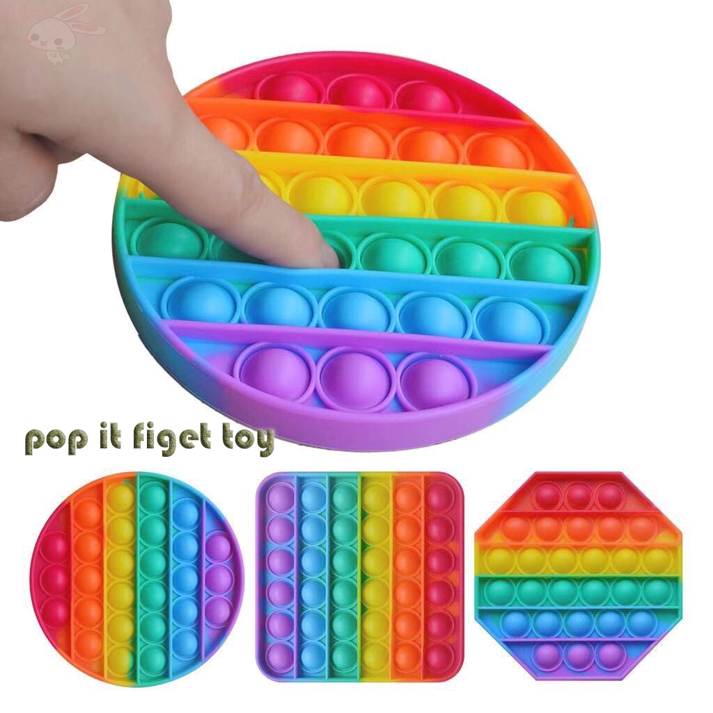 【Giao hàng nhanh】Pop it figet toy/ đồ chơi pop it cầu vồng hình vuông/ tròn/ tim siêu nhạy cực đã tay / Giúp Giảm Căng Thẳng Hiệu Quả sắc cầu vồng Đồ chơi
