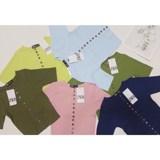 [HÌNH THẬT ]ÁO THUN GÂN CROPTOP NHIỀU NÚT