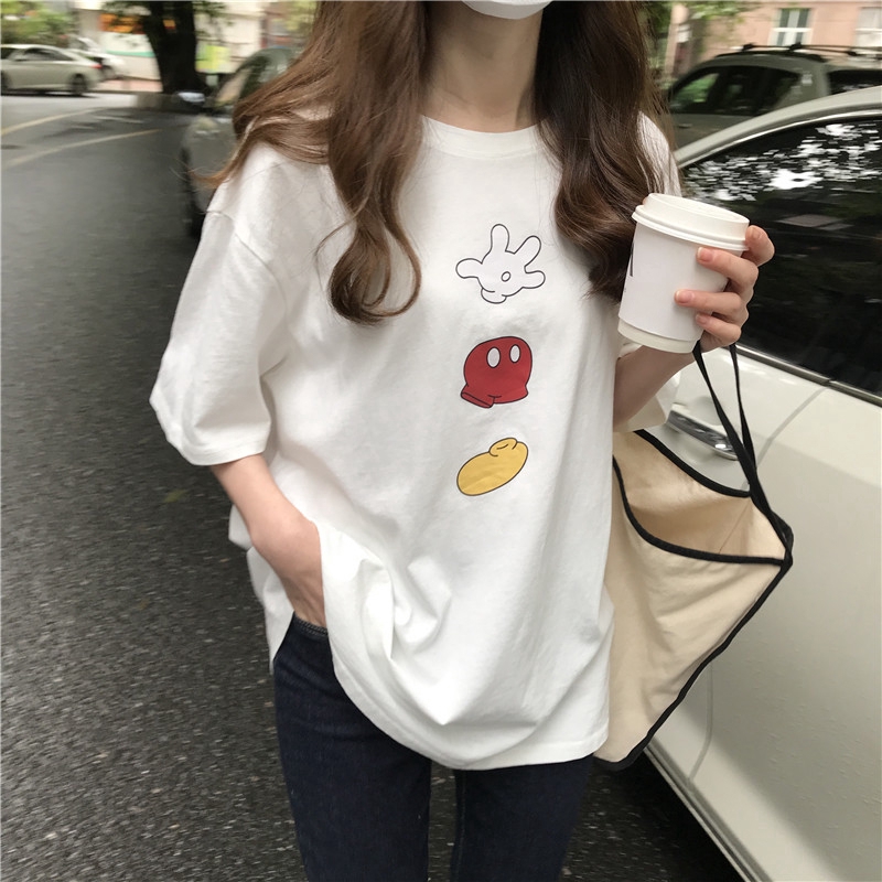 Áo thun SUXI tay ngắn dáng rộng họa tiết vui nhộn thời trang cho nữ