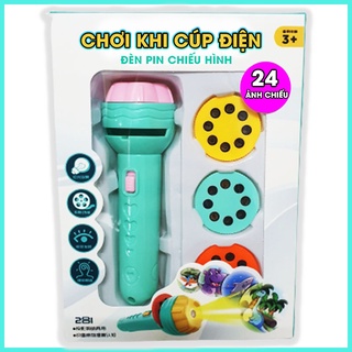 Đồ chơi đèn pin chiếu hình cho bé, den pin chieu hinh cho bé 3 tấm chiếu chất liệu nhựa abs an toàn
