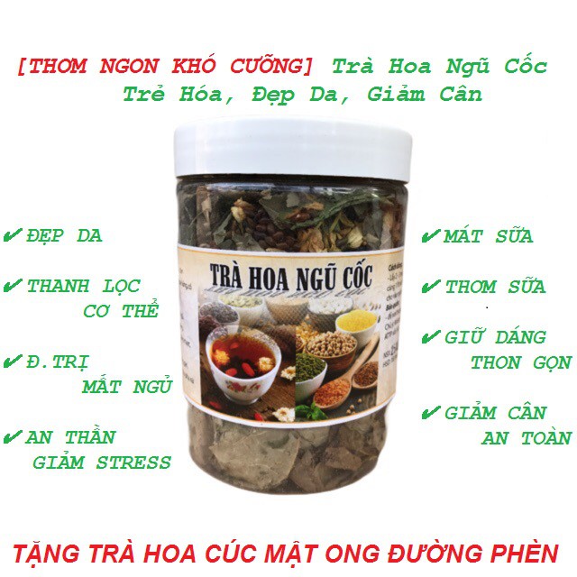 [THƠM NGON KHÓ CƯỠNG] Trà Hoa Ngũ Cốc Trẻ Hóa, Đẹp Da, Giảm Cân, Thanh Lọc Cơ Thể - Tặng Trà Hoa Cúc Mật Ong Đường Phèn