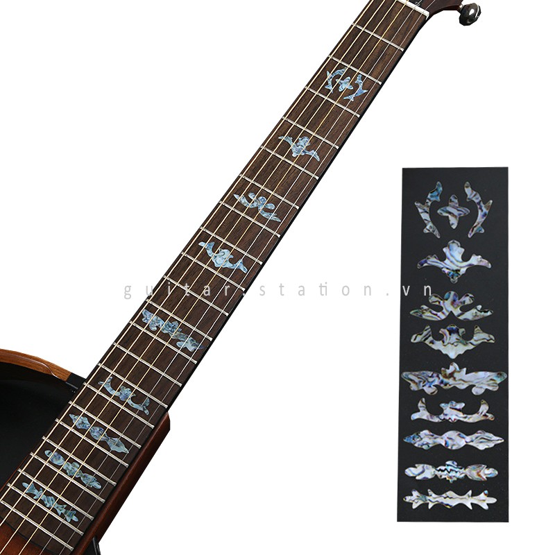 Miếng Dán Cần Đàn Guitar Giả Khảm – Sticker Inlay Guitar - Hoa Lá Full cần