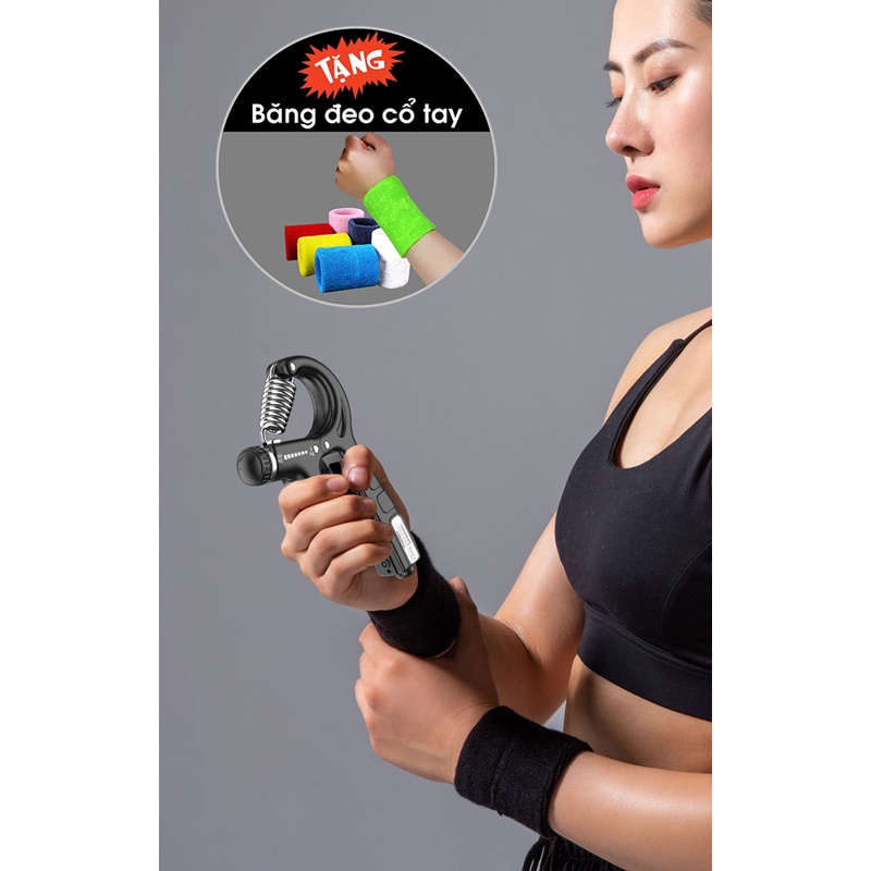 Kìm Bóp Tay, Kìm Tập Cơ Tay, Dụng Cụ Tập Gym Tại Nhà Điều Chỉnh Lực Có Đếm 05 - 100 kg Có Đồng Hồ Đếm Số Điện Tử