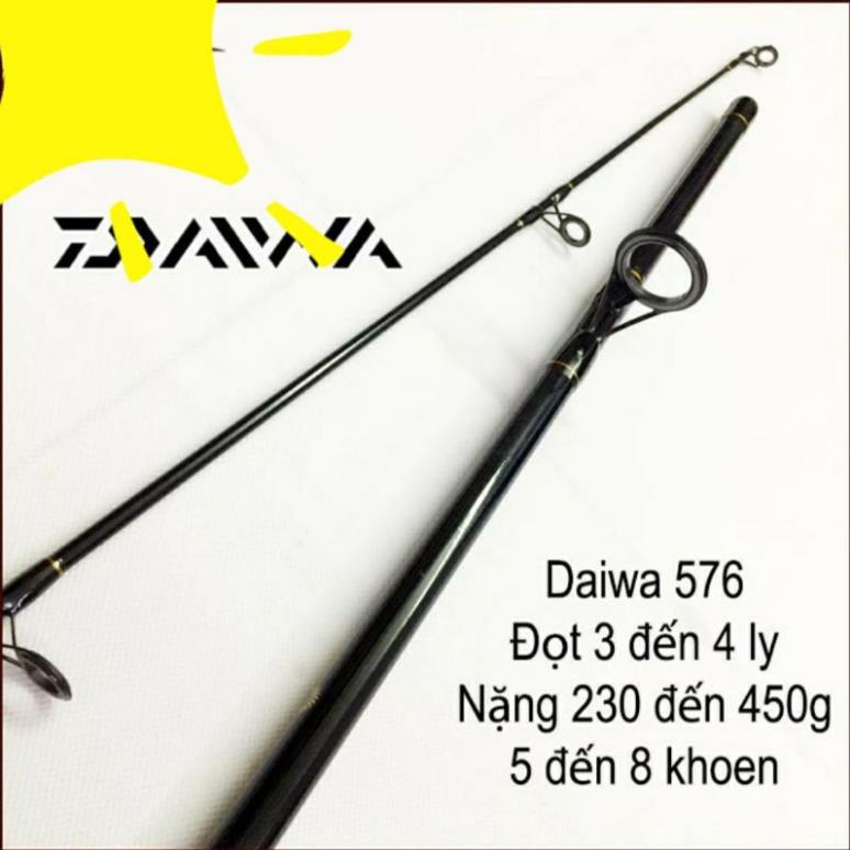 Cần Câu Cá 2 khúc cao cấp DAIWA 576 , siêu khỏe , ngọn 3li8 , chuyên lăng xê ngâm , tải chì 40-60gram , cacbon toàn thân