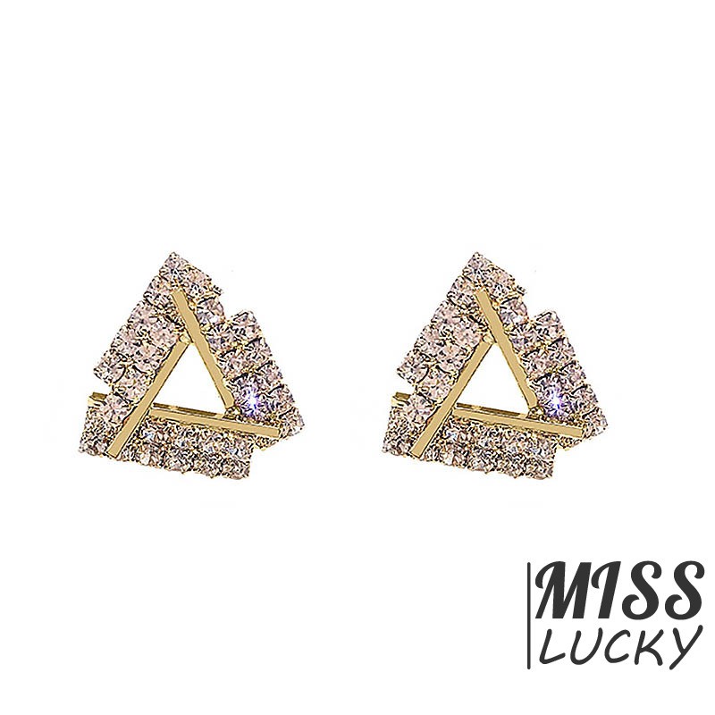 Bông tai hình tam giác đính đá sang trọng thanh lịch dành cho nữ