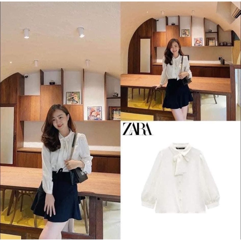 BÁN SỈ - ÁO LỤA Z.A.R.A NƠ CỔ CÚC_NGỌC 3 MẦU NỮ HÀNG ĐẸP LOẠI 1