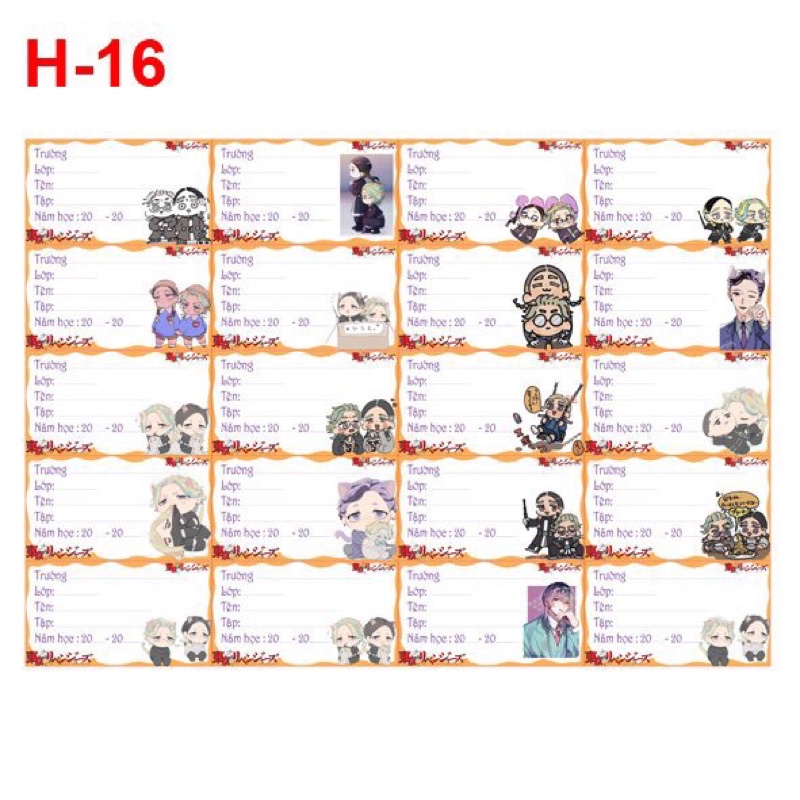 Nhãn dán tokyo revengers 20-400 nhãn Rindou Haitani Sanzu Tokyo Revengers / nhãn vở Haitani Tokyo Revengers