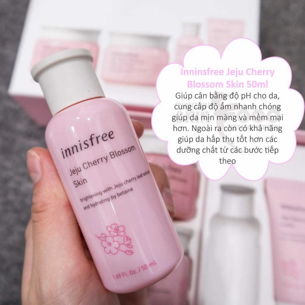 Bộ dưỡng ẩm trắng da anh đào Innisfree Jeju Cherry Blossom Cream Duo Set Auth Hàn Quốc