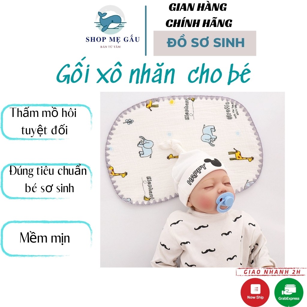 Gối xô nhăn cho bé, gối xô 10 lớp thấm mồ hôi, thoáng khí cho bé sơ sinh