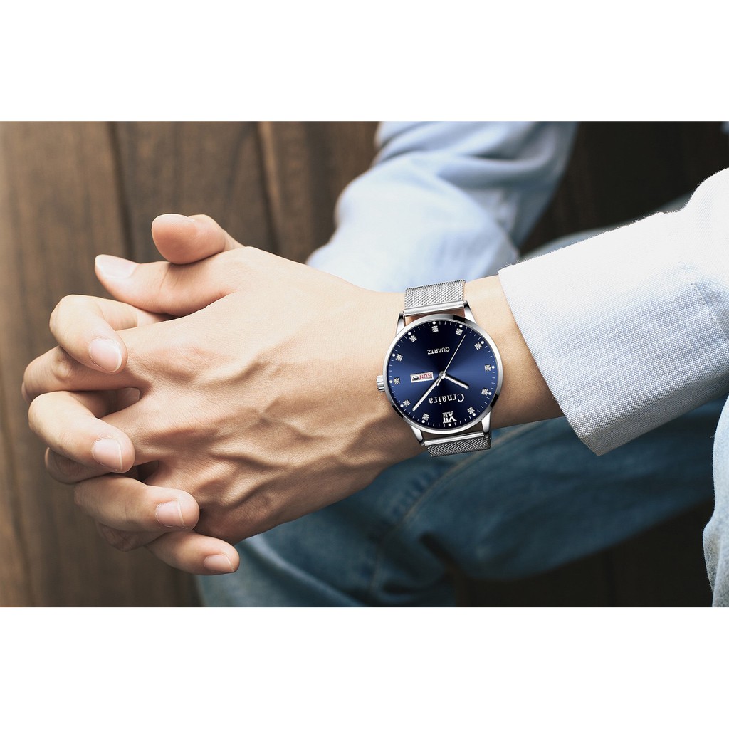 (CHUẨN MEN) Đồng Hồ Nam CRNAIRA JAPAN doanh nhân 2019 dây thép titanium mành cao cấp | BigBuy360 - bigbuy360.vn
