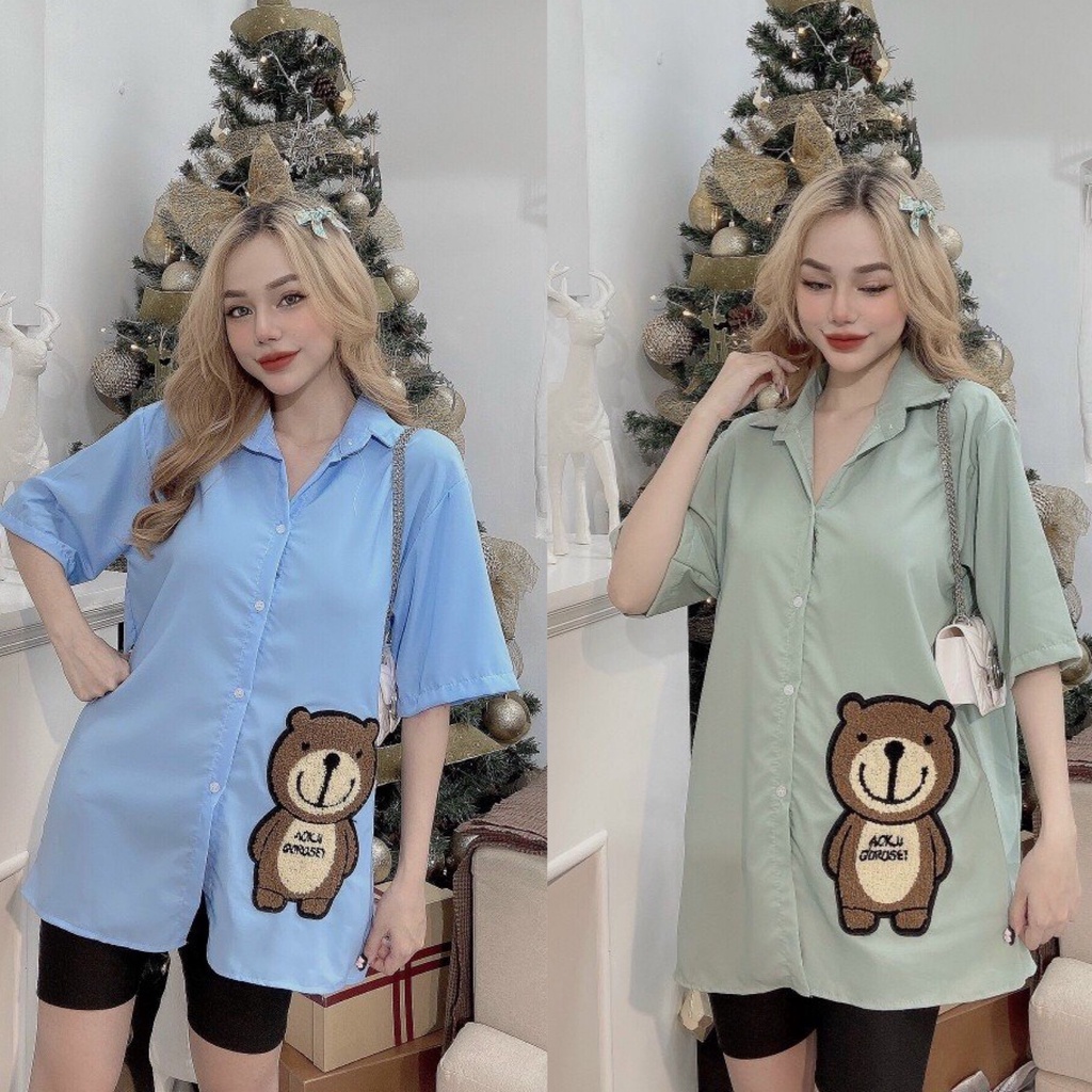 Đồ bộ nữ sơ mi quần đùi ngố lửng mặc ở nhà đi chơi dễ thương cute