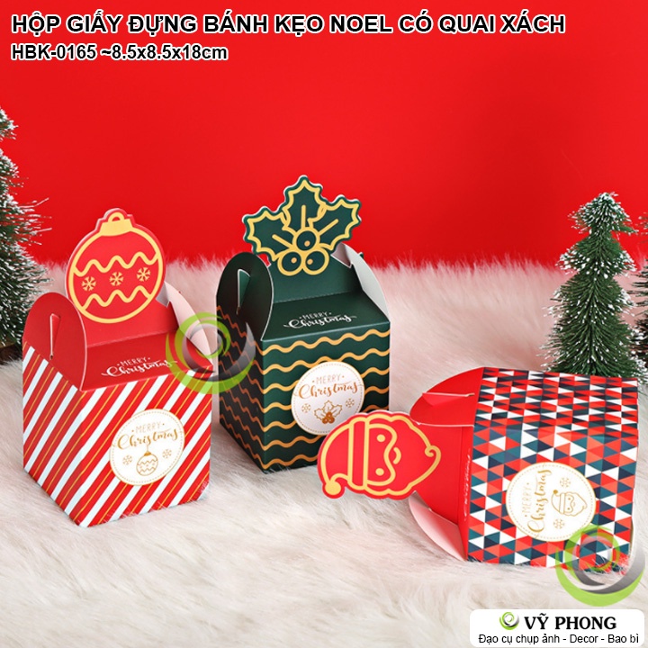 HỘP GIẤY ĐỰNG BÁNH KẸO NOEL GIÁNG SINH CÓ QUAI HỘP ĐỰNG QUÀ TẶNG CHRISTMAS HÌNH THIÊN SỨ ÔNG GIÁ NÔ EN HBK-0165