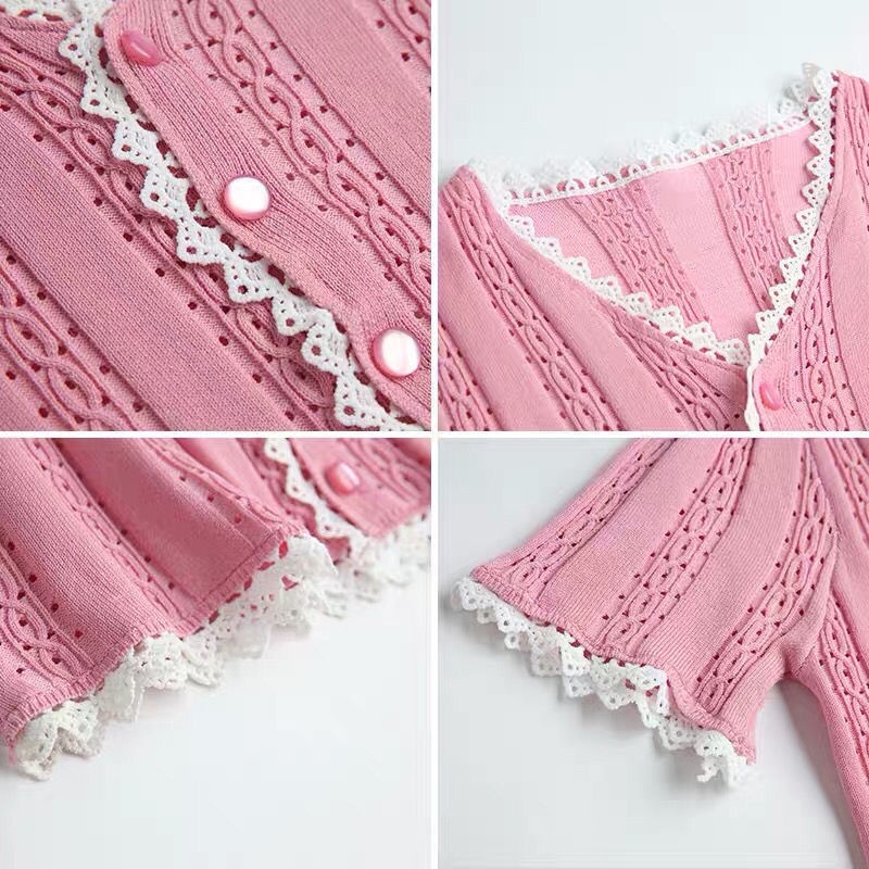 Áo Cardigan Dệt Kim Tay Ngắn Cổ Chữ V Thời Trang Dành Cho Nữ  tao bao