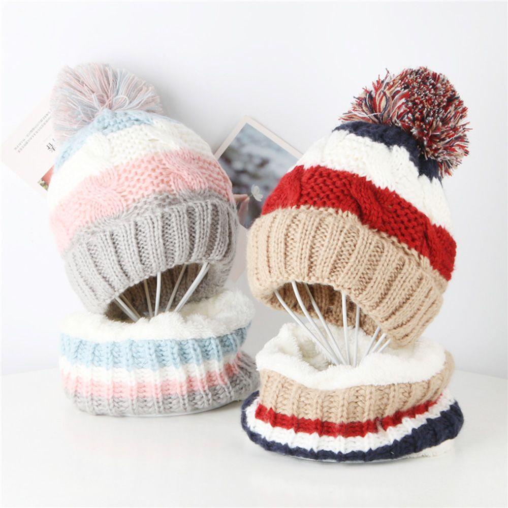 Mũ Len Trùm Đầu Kèm Khăn Choàng Cổ Giữ Ấm Cho Bé