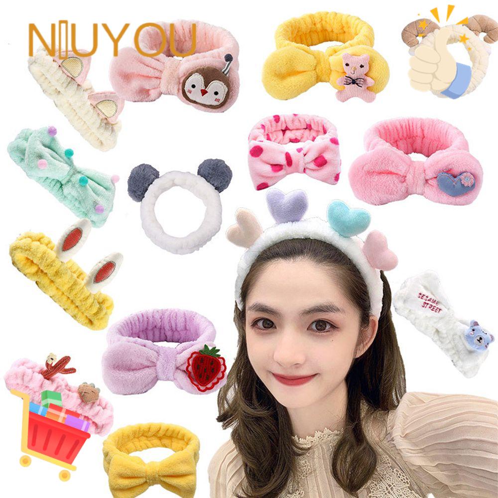 NIUYOU Korean Elasticity Plush Headband Lovely Non-Slip Flannel Hair Band For Washing Face